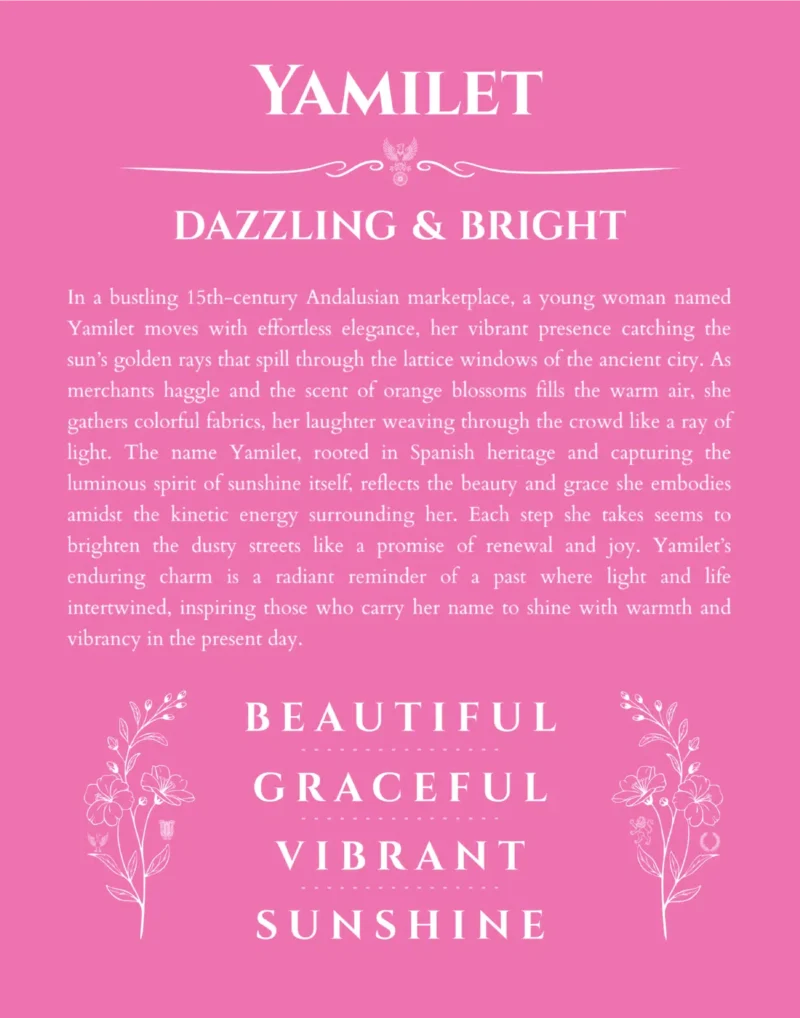 Yamilet custom name print for wall display in pink