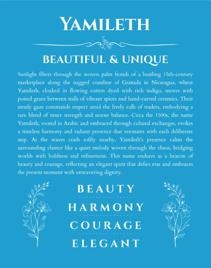 Yamileth name meaning wall art by Get Your Story in blue