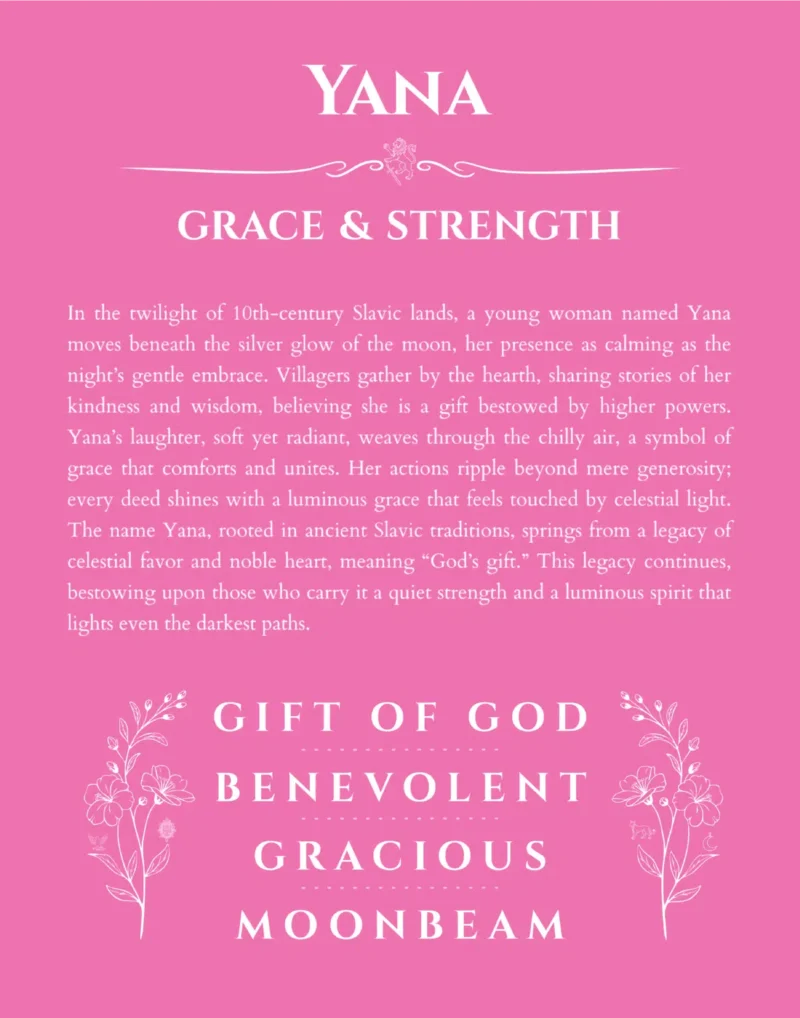 Yana name meaning gift print in pink