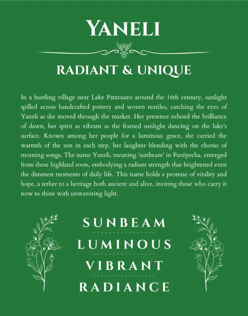 Yaneli custom name meaning print in dark green