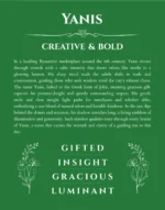 Yanis custom name print for wall display in dark green