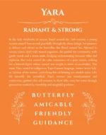 Yara name origin print with meaning and traits in orange
