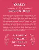 Yarely custom name art showing meaning and origin in red