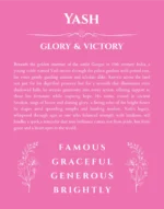 Yash name meaning wall art by Get Your Story in pink