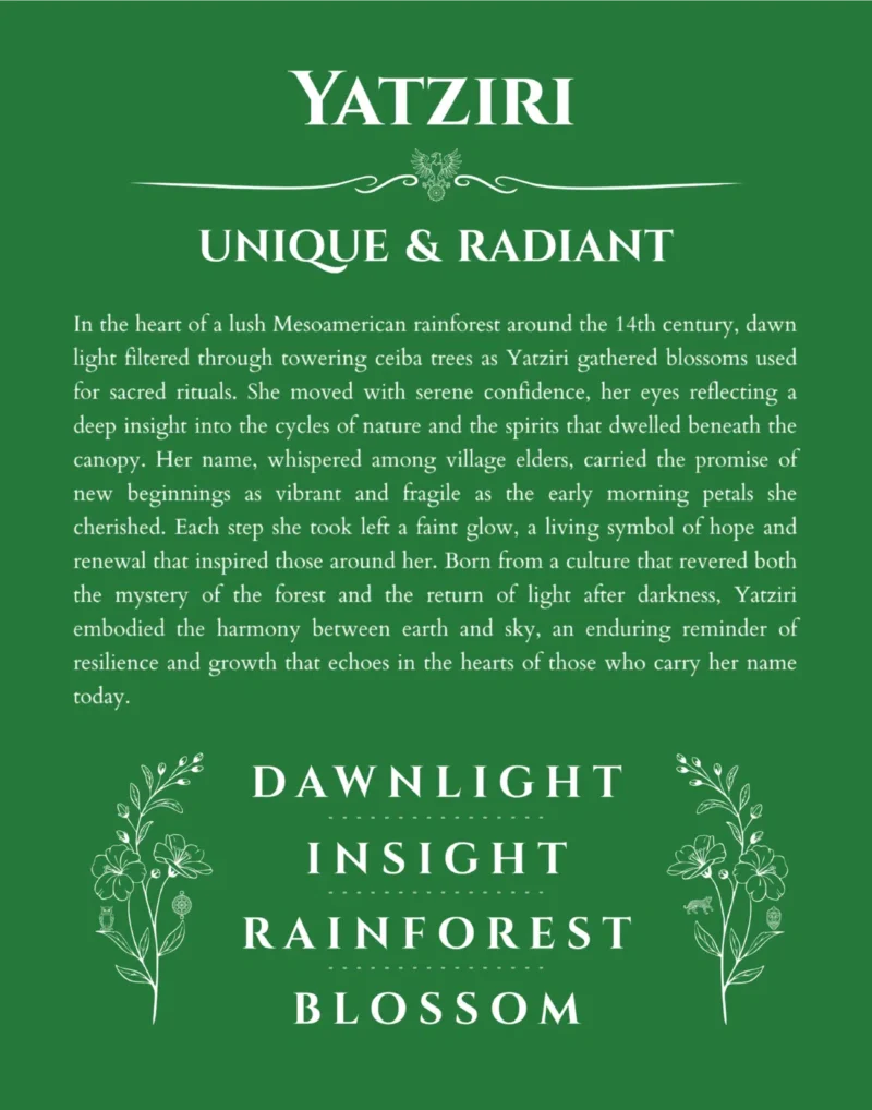 Yatziri personalized name meaning print in dark green