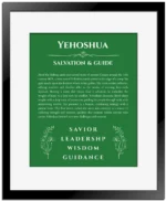 Yehoshua name meaning gift print in dark green with black matte frame