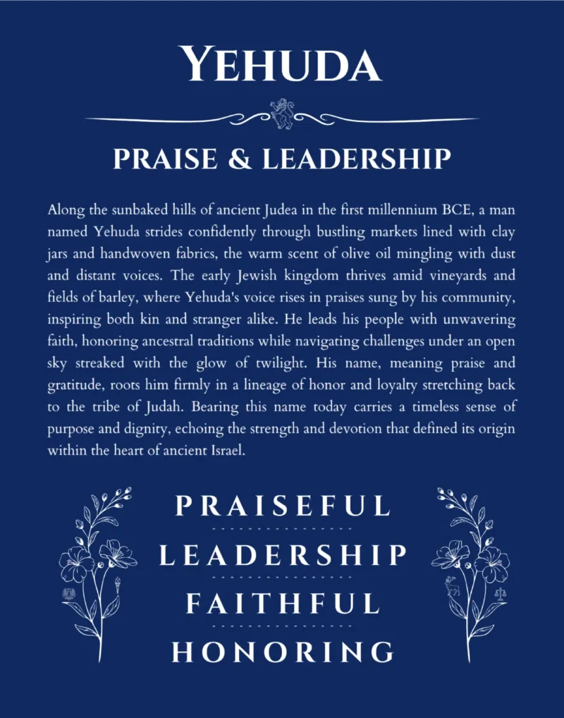 Yehuda personalized name meaning print in deep blue