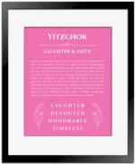 Yitzchok name meaning gift print in pink with black matte frame