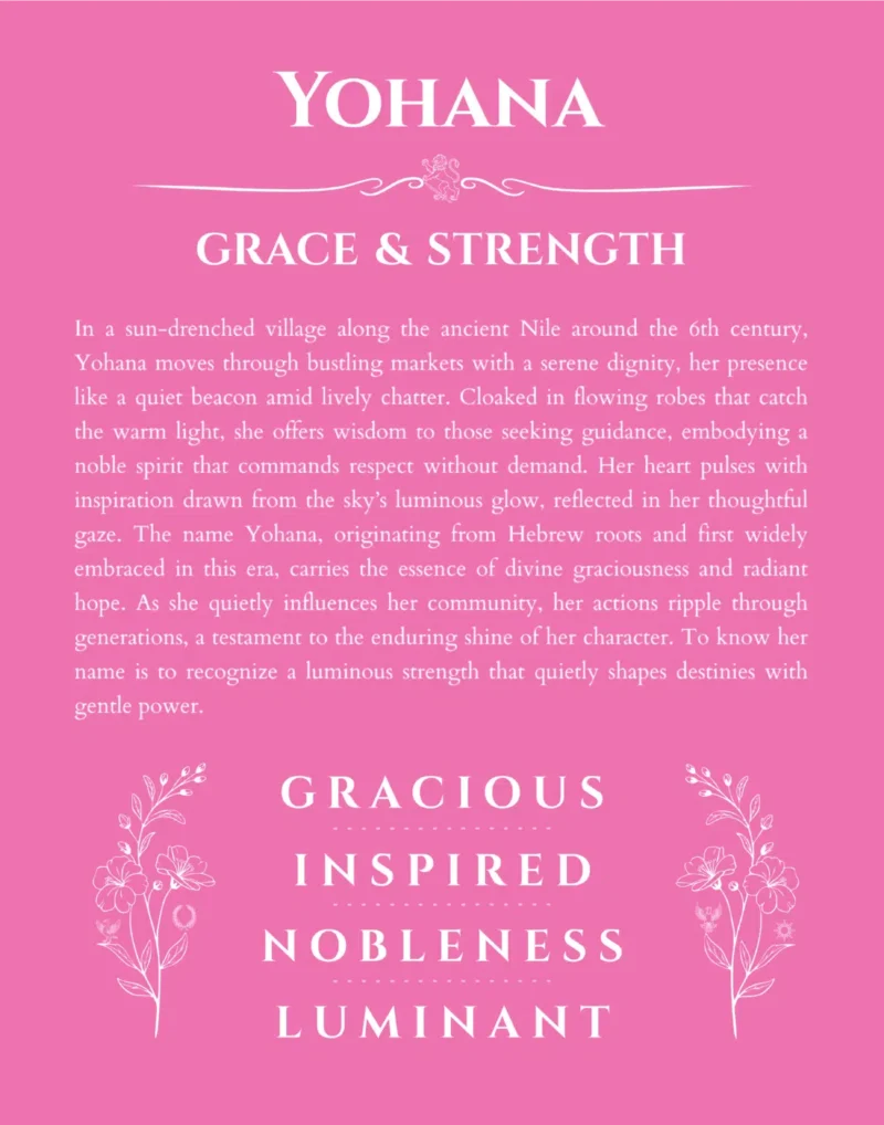 Yohana name meaning gift print in pink