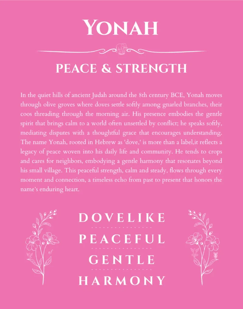 Yonah custom name art showing meaning and origin in pink