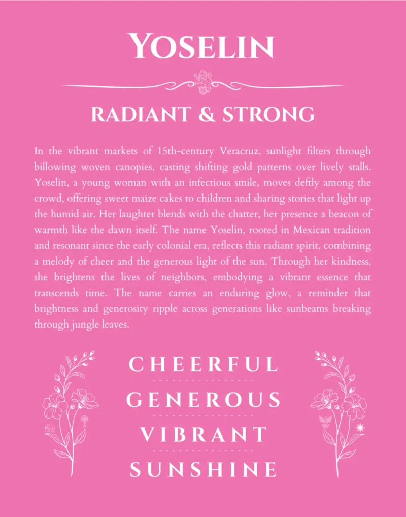 Yoselin custom name meaning print in pink