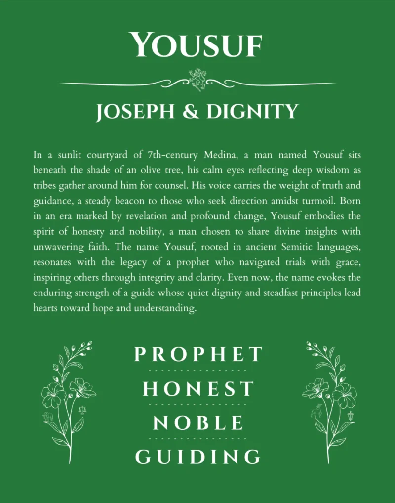 Yousuf name meaning gift print in dark green