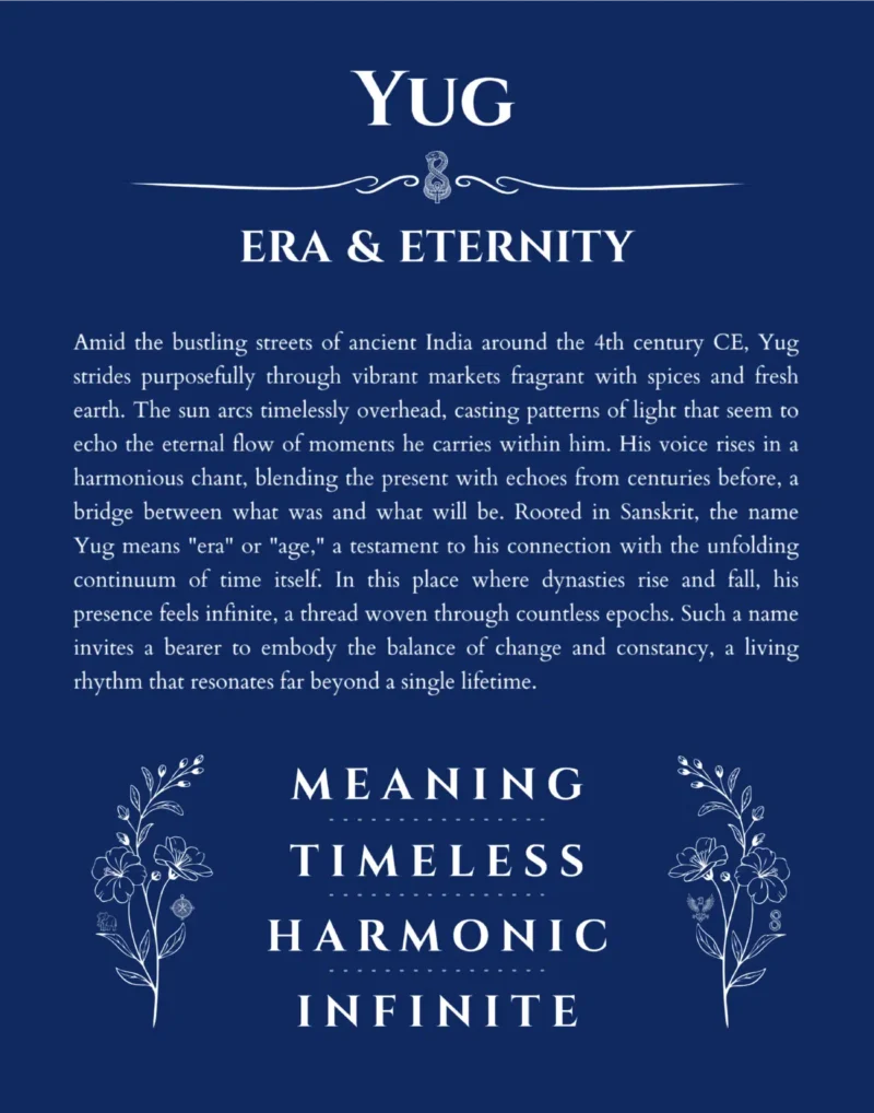 Yug name meaning gift print in deep blue