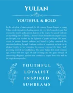 Yulian custom name art showing meaning and origin in blue