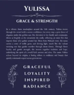 Yulissa custom name art showing meaning and origin in navy blue