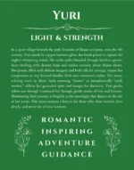 Yuri custom name art showing meaning and origin in dark green