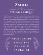 Zaden personalized name meaning print in purple