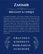 Zahmir custom name art showing meaning and origin in deep blue