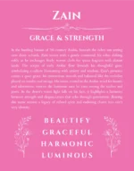 Zain personalized name meaning print in pink