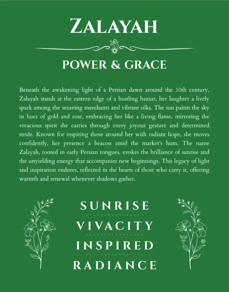 Zalayah name meaning gift print in dark green