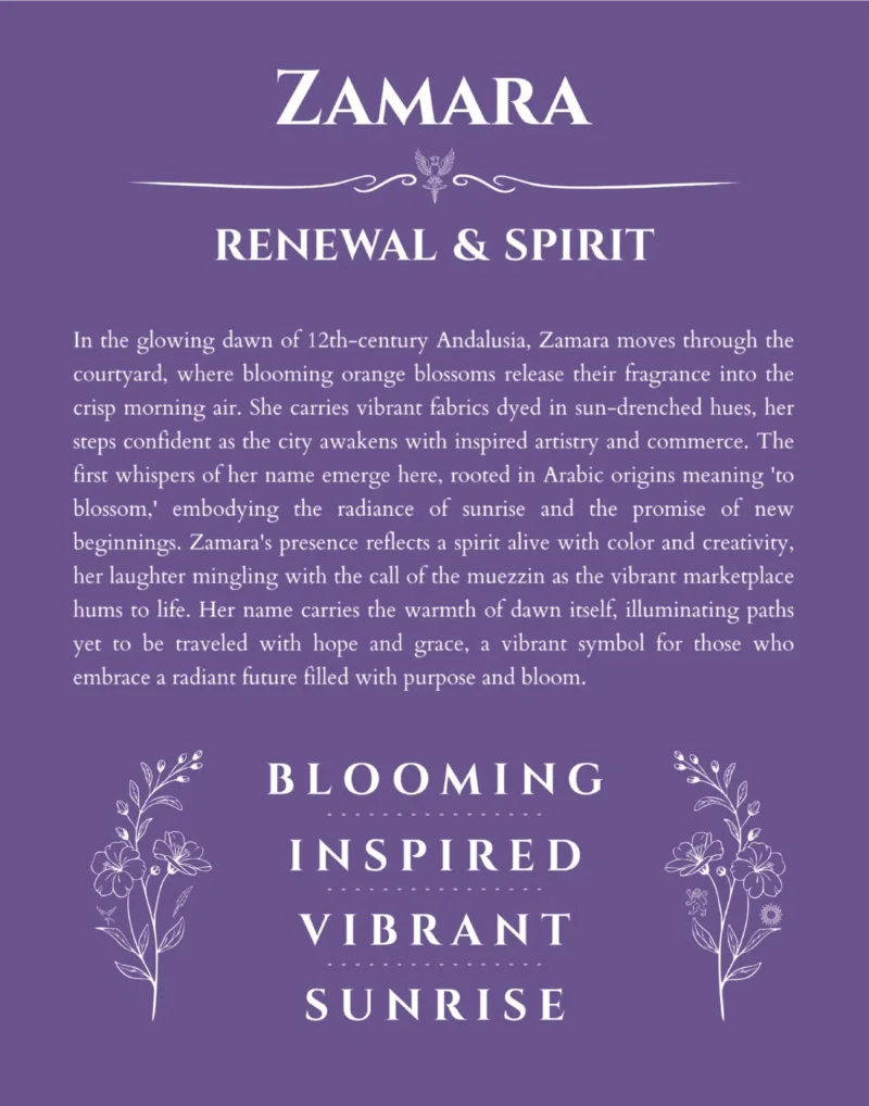 Zamara custom name meaning print in purple