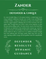 Zander custom name art showing meaning and origin in dark green