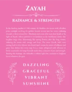Zayah personalized name art with origin story in pink