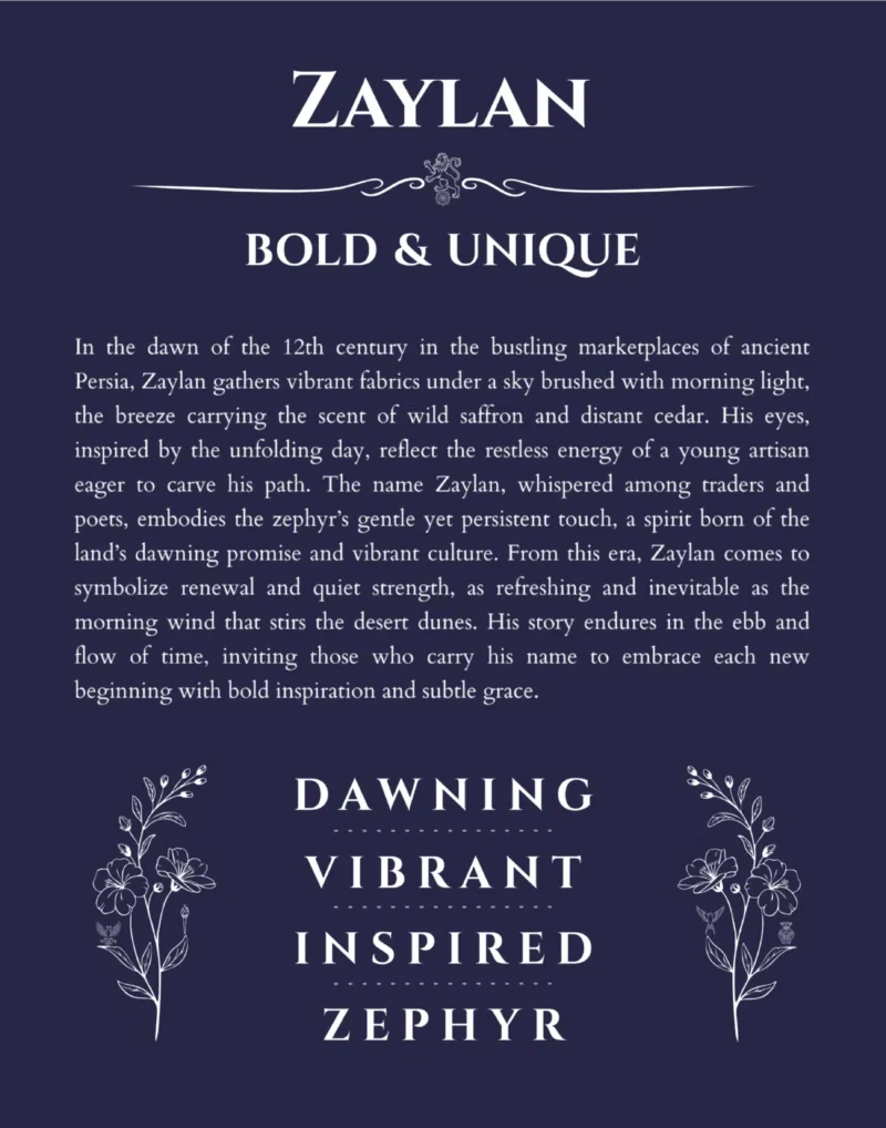 Zaylan custom name print for wall display in navy blue