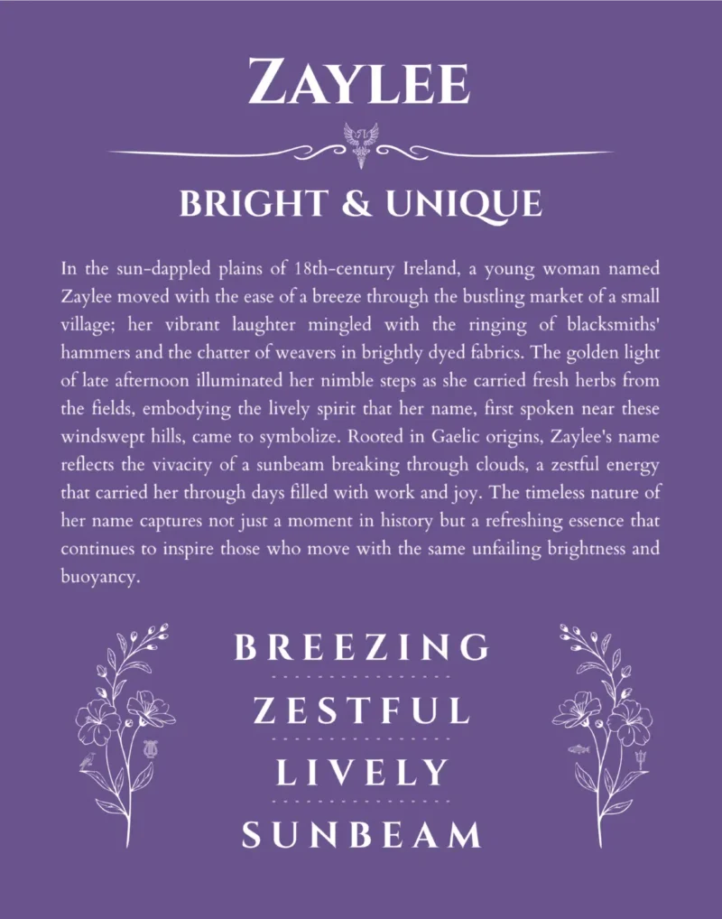 Zaylee custom name meaning print in purple