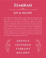 Zemirah personalized wall art with the story of your name in red