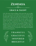 Zendaya name meaning gift print in dark green