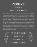 Zephyr name origin print with meaning and traits in gray