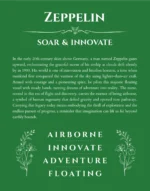 Zeppelin custom name art showing meaning and origin in dark green