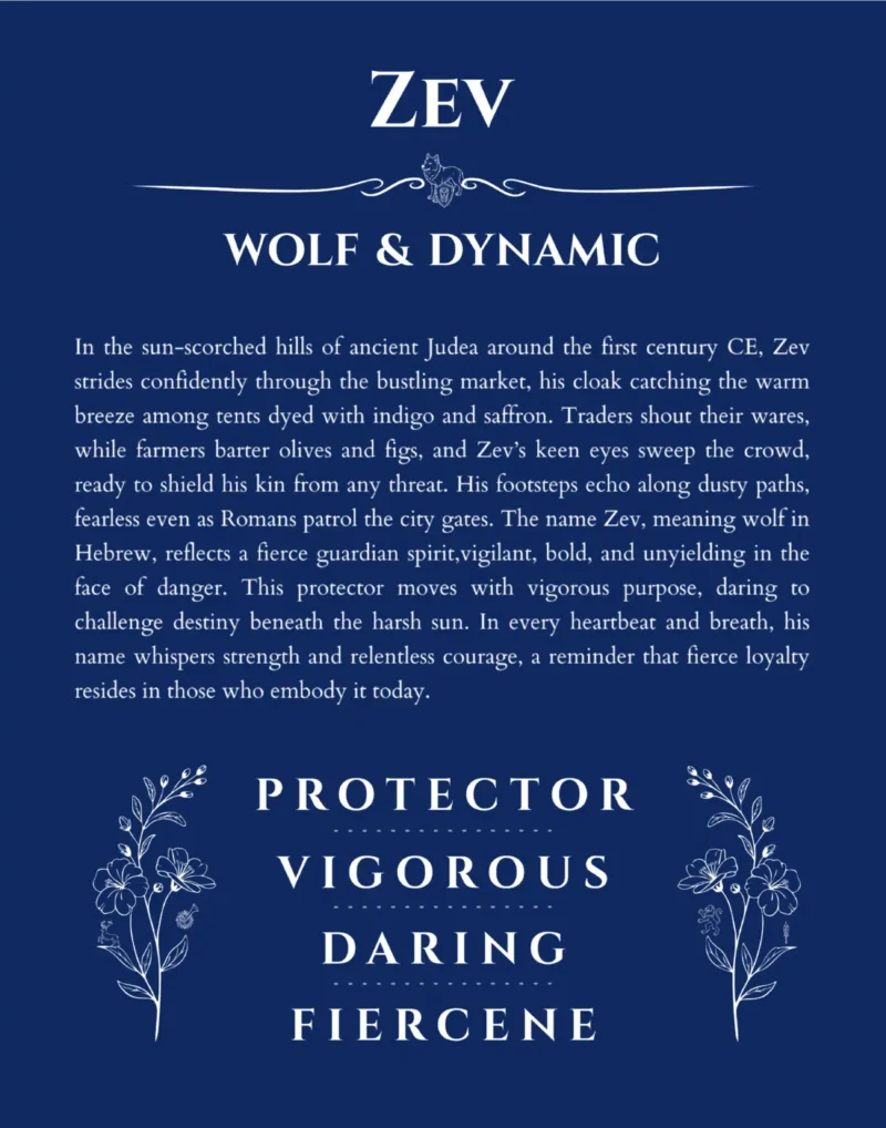Zev custom name print for wall display in deep blue