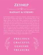 Zeynep custom name print for wall display in pink