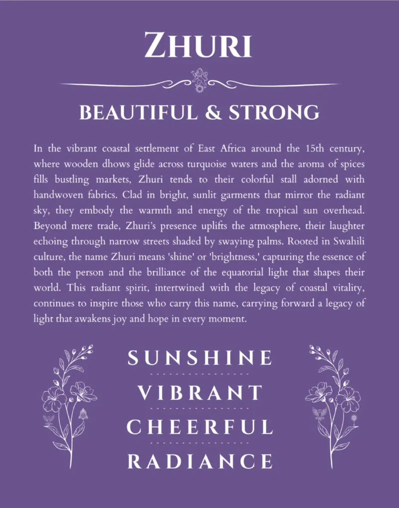Zhuri personalized name meaning print in purple