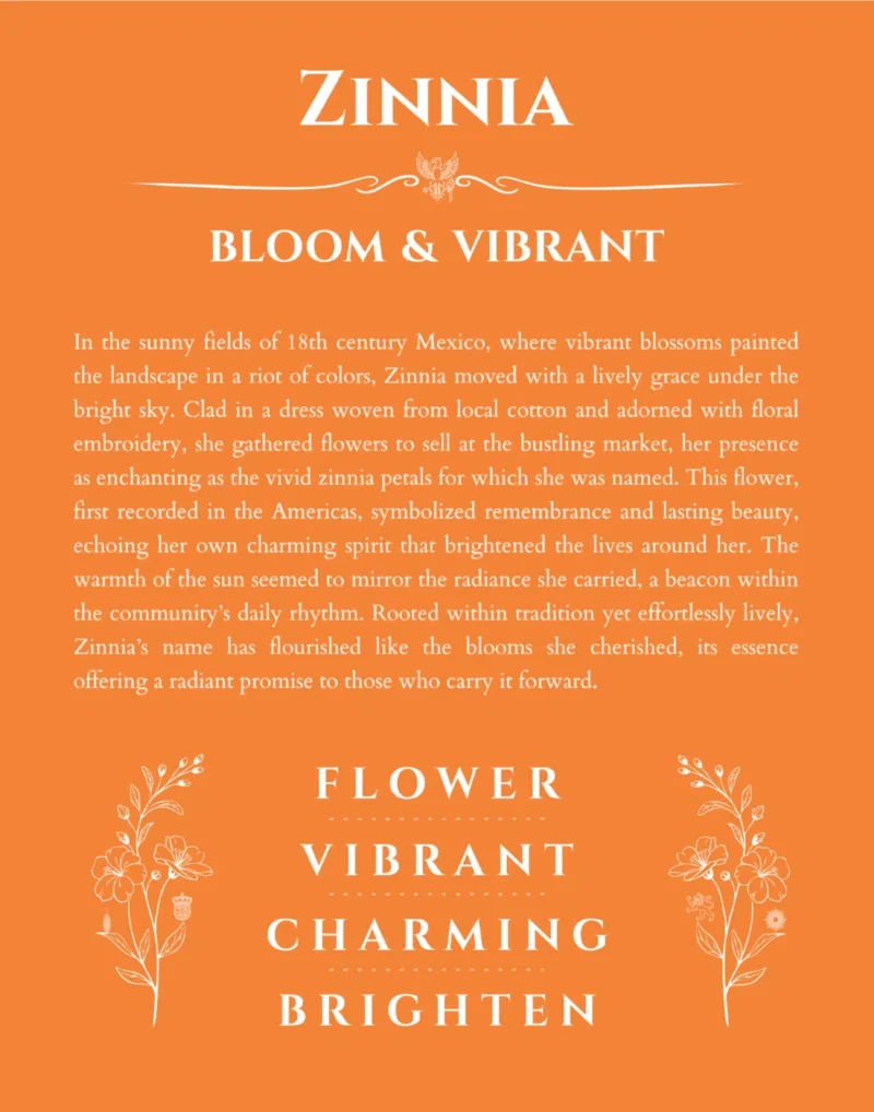 Zinnia custom name meaning print in orange