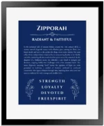 Zipporah name meaning gift print in deep blue with black matte frame
