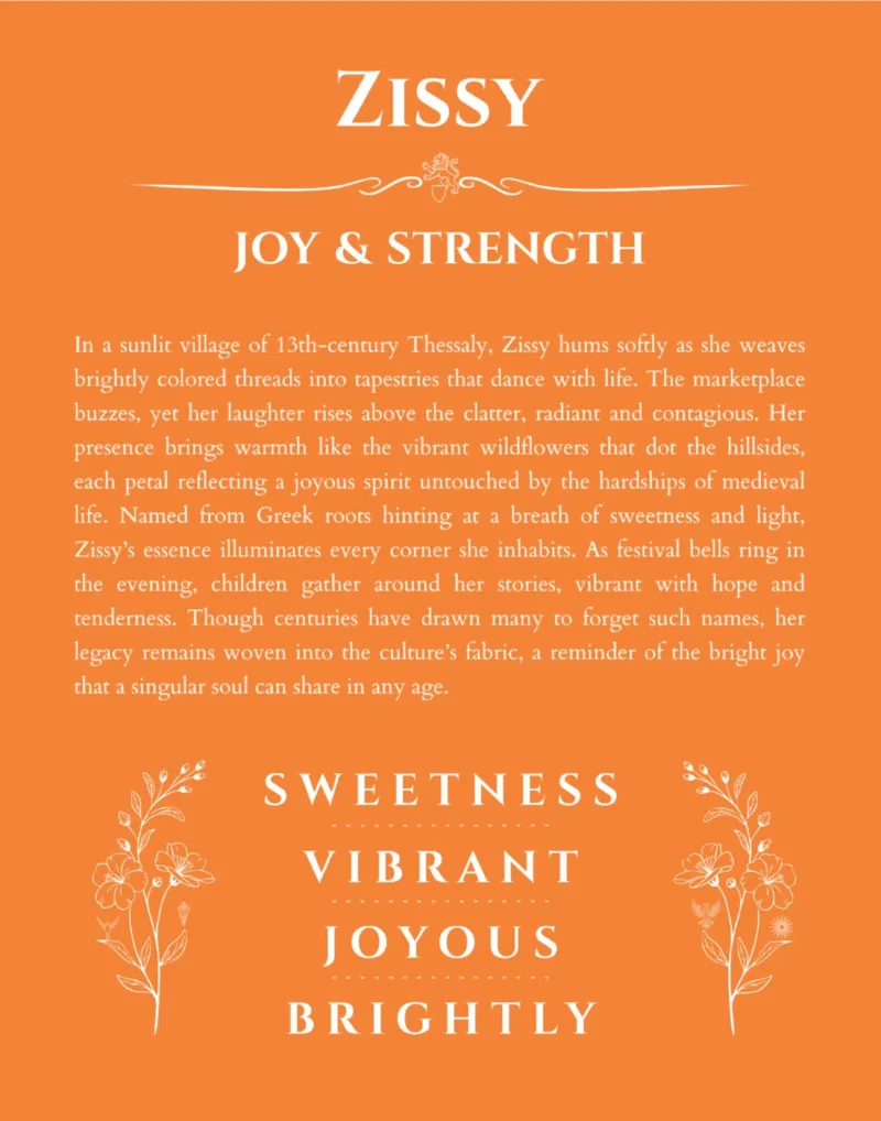 Zissy personalized wall art with the story of your name in orange