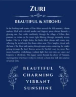 Zuri personalized name print with origin and traits in deep blue