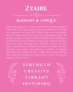 Zyaire custom name art showing meaning and origin in pink