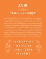 Zyir custom name meaning print in orange