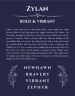 Zylan name origin print with meaning and traits in navy blue