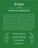 Zyon name origin print with meaning and traits in dark green