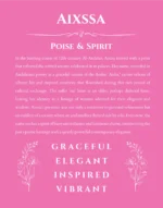 Aixssa_pink Aixssa custom name art showing meaning and origin in pink