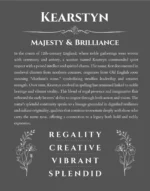 Kearstyn name origin print with meaning and traits in gray