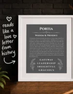 Portia_love_letter Portia name meaning wall art by Get Your Story