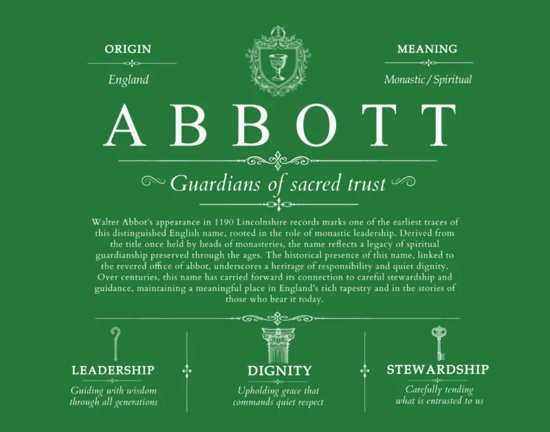 Abbott last name meaning and origin in Dark Green