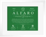 Alfaro personalized last name meaning in Dark Green with White Matte Frame