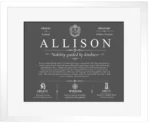 Allison surname meaning history and origin in Gray with White Matte Frame Allison surname meaning history and origin in Gray with White Matte Frame